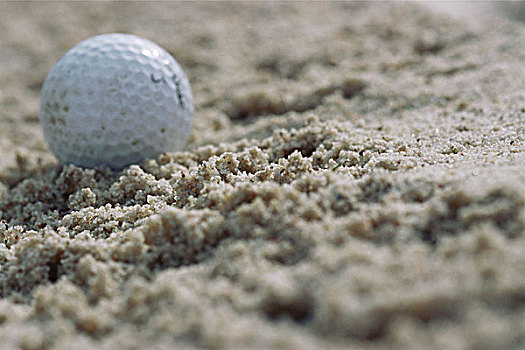 高尔夫球,沙子,特写
