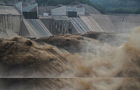 黄河小浪底水库排沙壮观场面