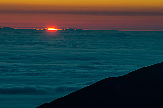 日出,上面,哈莱亚卡拉国家公园,毛伊岛,夏威夷