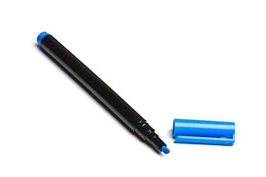 蓝色,记号笔,隔绝,白色背景