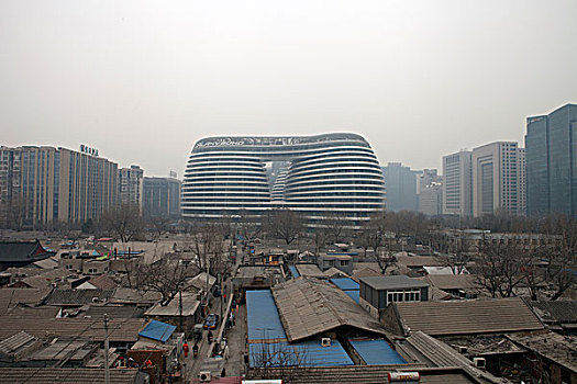 北京cbd新的地标建筑银河soho办公大楼俯拍
