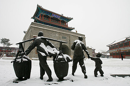 秦皇岛山海关天下第一关雪景