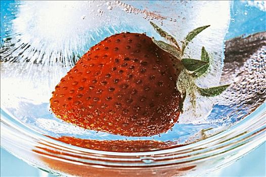 草莓,冰冻,冰块