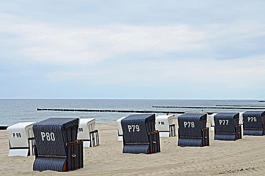 沙滩椅,海滩,乌瑟多姆岛,德国