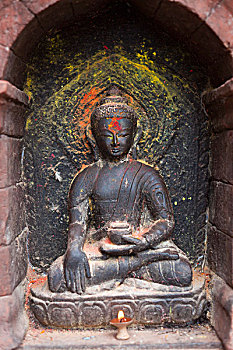 佛像,四眼天神庙,加德满都,尼泊尔,猴庙
