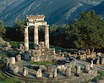 雅典娜,圆形建筑物,庙宇,特尔斐城,希腊