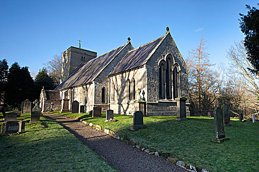 教堂,墓地,山谷,诺森伯兰郡,英格兰