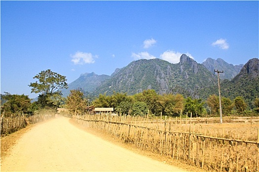 乡村道路,万荣,老挝