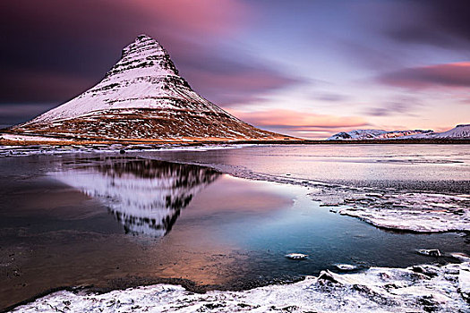顶峰,河,斯奈山半岛,冰岛,欧洲