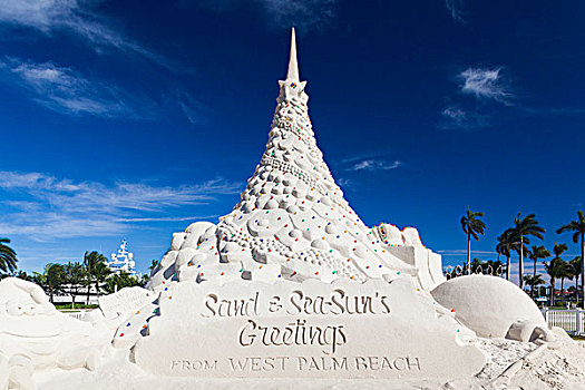 美國,佛羅里達,西棕櫚灘,圣誕季節,沙雕