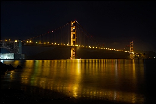 金门大桥,上方,旧金山湾,夜晚