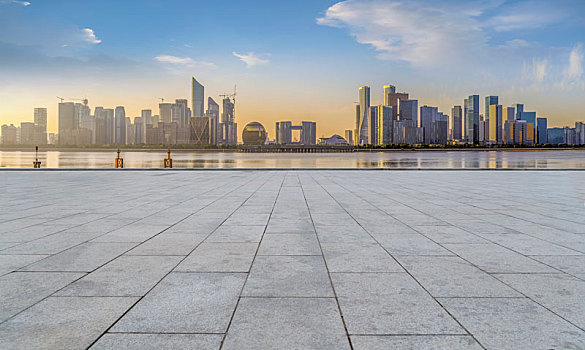 道路交通和杭州钱江新城建筑景观