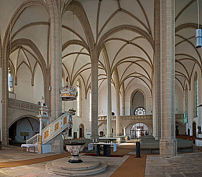 教堂,14世纪,室内,托尔高,萨克森,德国,欧洲