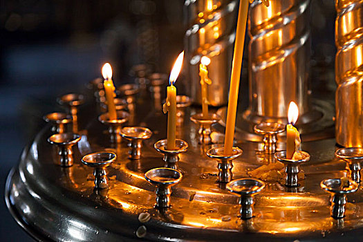 小,蜡烛,照亮,暗色,东正教