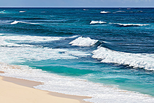 海浪,沙滩,青绿色,水,肘,巴哈马,中美洲