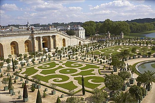 俯拍,正规花园,正面,宫殿,凡尔赛宫,法国
