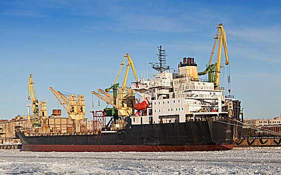 货船,装载,港口,彼得斯堡,俄罗斯