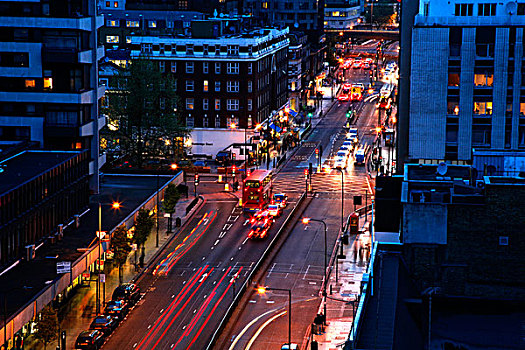 交通,城市,夜晚,伦敦,英格兰