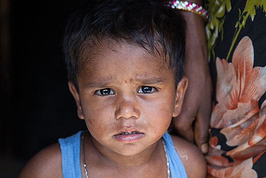 孩子,贫民窟,垃圾堆,头像,新德里,印度,亚洲