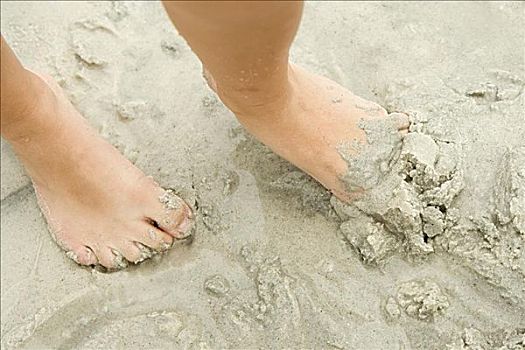 人,脚,沙子