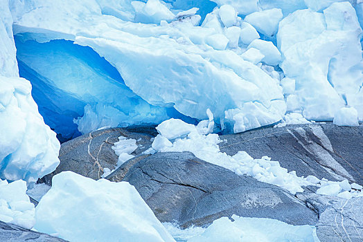 崎岖,冰河,冰,石头,松奥菲尔当纳,挪威,欧洲