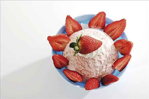 舀具,草莓冰激凌,新鲜,草莓