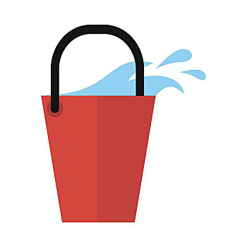 红色,桶,象征,水,隔绝,清洁,工具,白色背景,标识,房子,洗,设备,办公室,酒店,家务,概念,矢量,插画