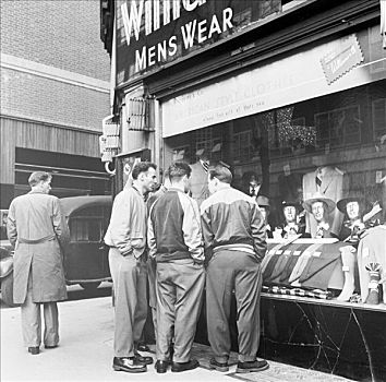 男人,户外,男装,店,伦敦,迟,20世纪50年代,艺术家