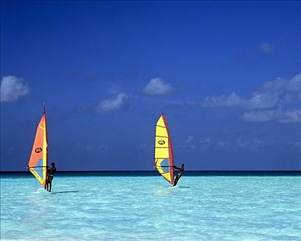 帆板,泻湖,马尔代夫,印度洋