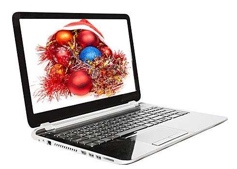 圣诞节,静物,红色,蓝色,球,笔记本电脑