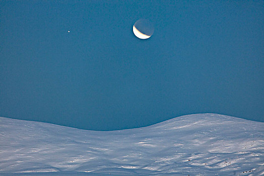 月亮,日蚀,雪景,特罗姆斯,挪威
