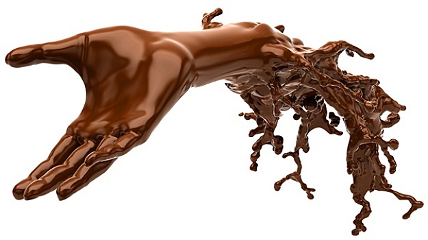 巧克力,液体,手,形状,隔绝