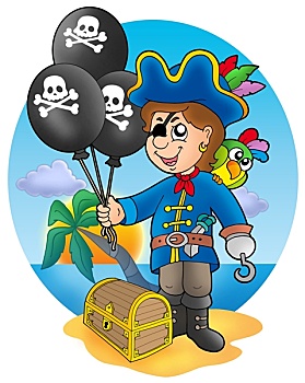 海盗,男孩,气球,海滩
