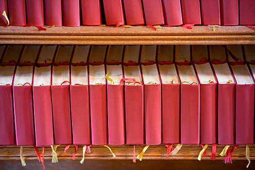 一堆,红色,圣经,书本,教堂,瑞典,欧洲