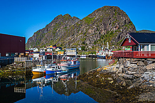 渔船,港口,罗弗敦群岛,群岛,挪威