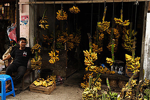 香蕉,交易,市场,印度尼西亚,七月,2007年