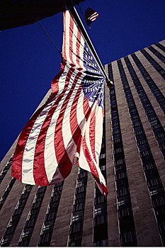美国国旗,洛克菲勒中心,纽约,美国