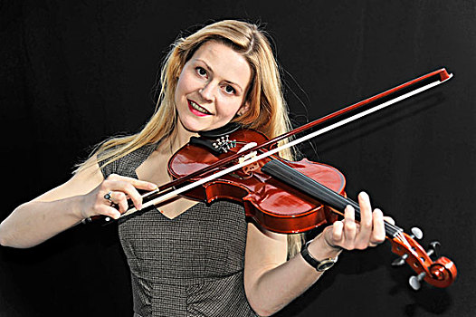 女青年,演奏,小提琴