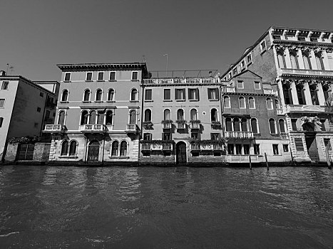 大运河,威尼斯,黑白