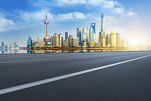 上海陆家嘴建筑景观和道路交通
