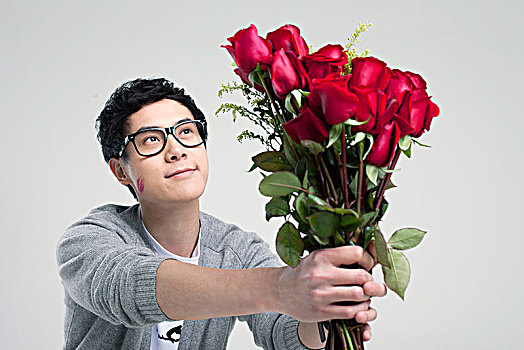 美女,赤膊,女人,拿着,红玫瑰,棚拍红玫瑰红玫瑰红玫瑰玫瑰花红玫瑰红