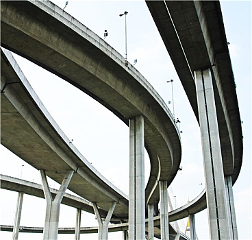 高速公路,弯曲,吊桥,泰国
