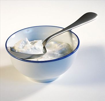 酸奶,碗,勺子