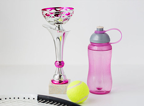 特写,网球拍,球,奖杯,瓶子