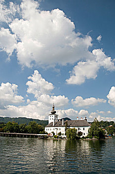 城堡,湖,特劳恩湖,格蒙登,萨尔茨卡莫古特,区域,上奥地利州,奥地利,欧洲