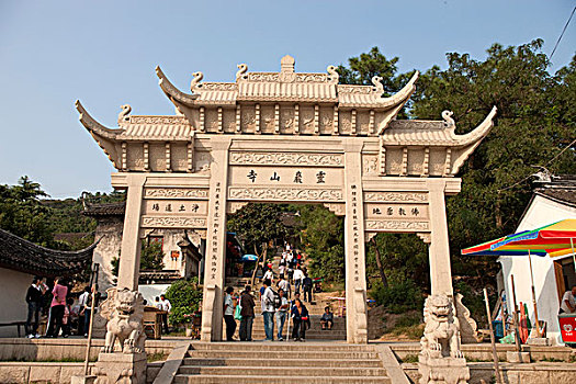 靠近,大门,庙宇,苏州,中国