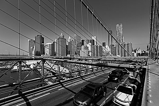 布鲁克林大桥,交通,曼哈顿,纽约,美国