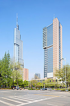 南京,塔,格陵兰,广场,摩天大楼,2009年,照片,四月,江苏,中国