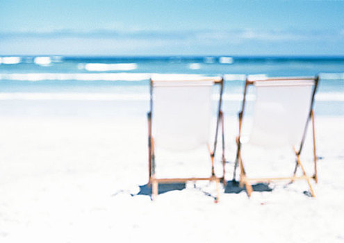 空椅子,海滩,后视图