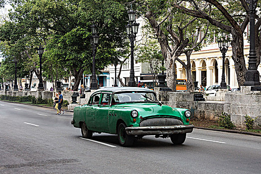 古巴,哈瓦那,大道,老爷车